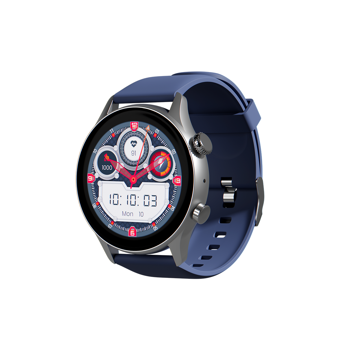 ORYX Gleam4 (Cadran Argent Bracelet Silicone Bleu)