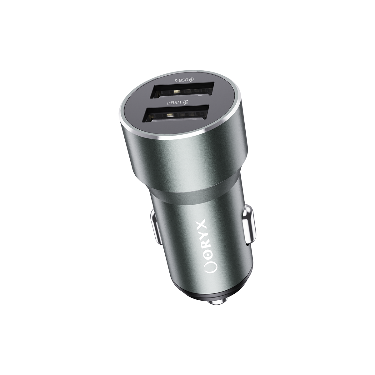 ORYX Chargeur de voiture, double port USB, 12W Gris