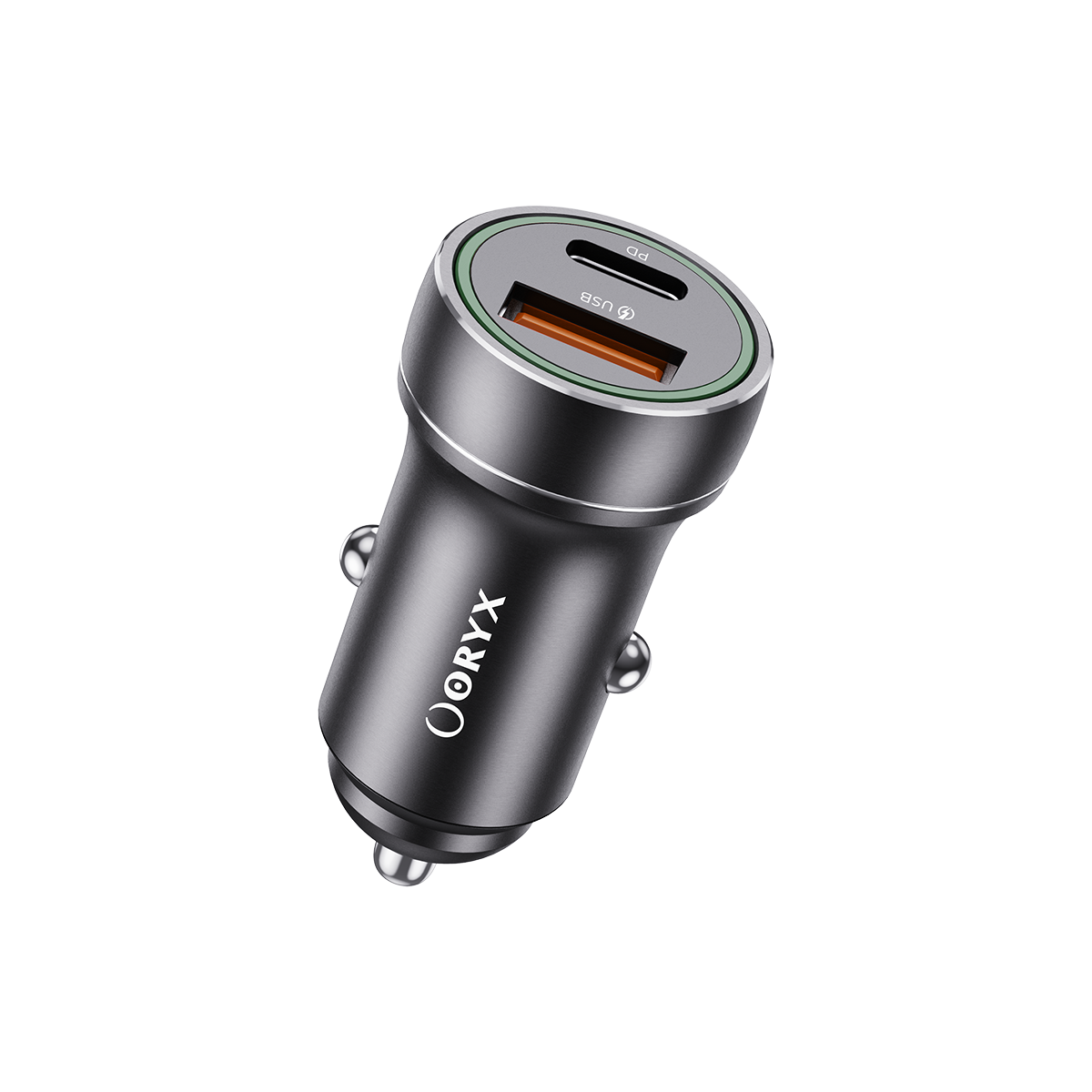 ORYX Chargeur de voiture rapide, Type-C et USB 20W Gris